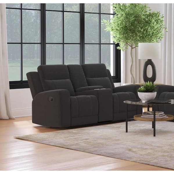 Brentwood Dark Charcoal Leatherette Recliner Loveseat