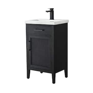 Cove 20 in. W Bath Vanity in Black Oak with Ceramic Vanity Top in White with White Sink