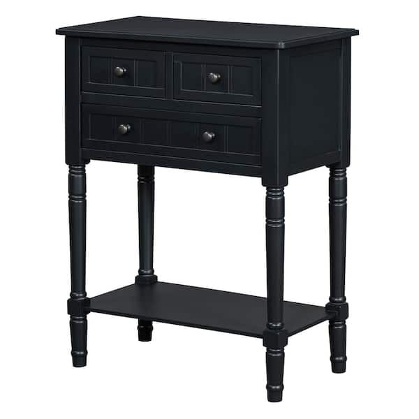 23.7 in. W x 13 in. D x 31.4 in. H Black Linen Cabinet