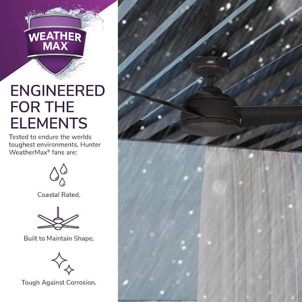 Hunter - Trimaran 52 in. Outdoor Premier Bronze Ceiling with Wall Control For Patios or Bedrooms