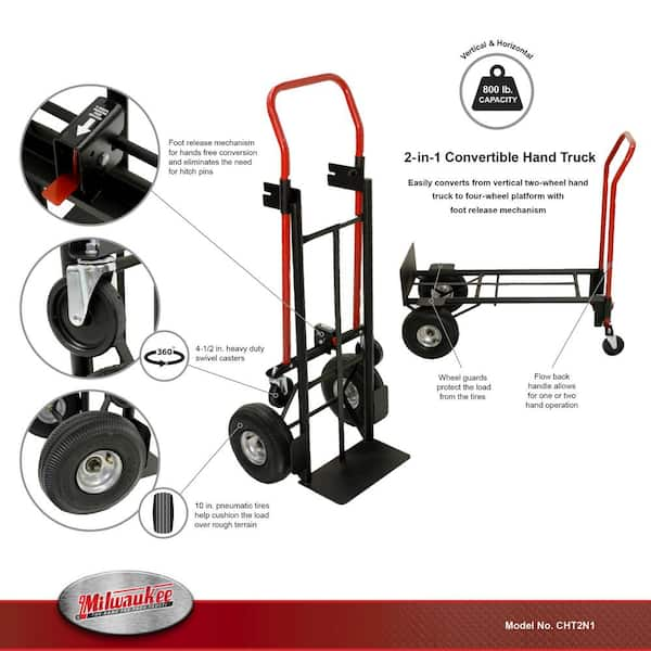 800 lbs. Capacity 2-in-1 Convertible Hand Truck