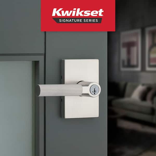 Kwikset Mirada Satin Nickel Rectangle Keyed Entry Door Handle