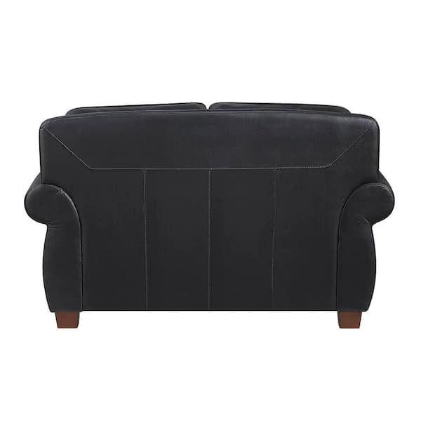 Lazzara Martina 64.5 in. W Black Leather 2-Seater Love Seat