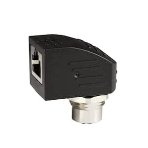 M12 To RJ45 Adapter, M12 To RJ45 Bulkhead Connector, Female M12 D Coded, Thru Panel 90-Degree Adapter, Shielded