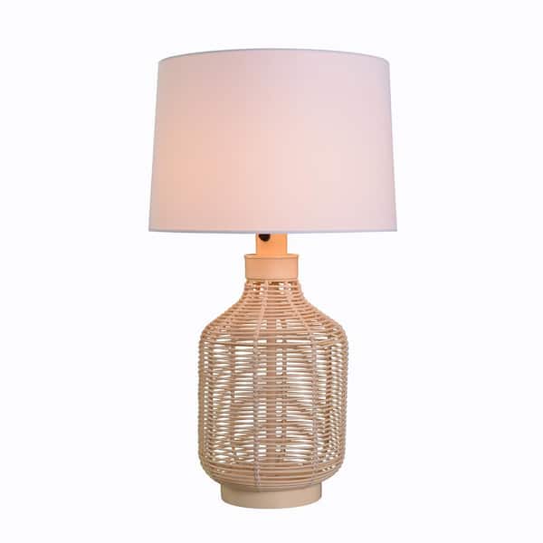 Hampton Bay Palmdale 29 in. Outdoor/Indoor Light Brown and Natural Table Lamp