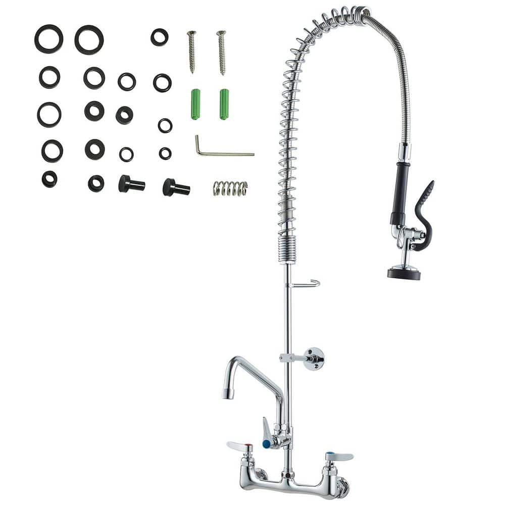 Wall-Mounted Brass Kitchen Faucet, 36 in. Tall, 8 in. Installation Width, Includes 12 in. Rotating Spout price history on PriceWatchPro