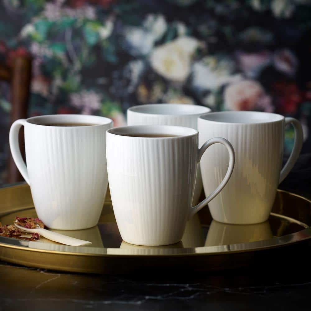 White Porcelain Embossed 24-Piece Dinnerware Set, Service for 6