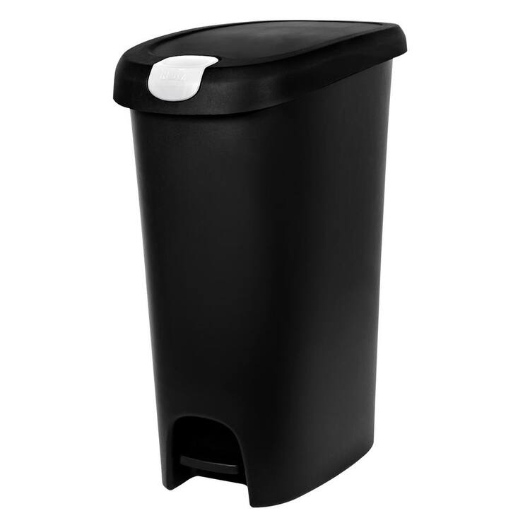 Simple Human Profile Bathroom Black Step Trash Can, 10l (2.6gal)