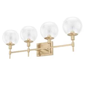 Xidane 30 in. 4-Light Alturas Gold Vanity Light with Clear Glass Shades
