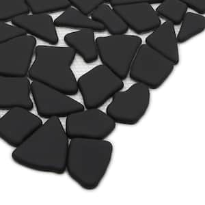 Pebble Black 6 in. x 6 in. Recycled Glass Marble Looks Mesh-Mounted Floor and Wall Mosaic Tile (Sample, 0.25 sq. ft.)