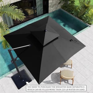 11 ft. x 11 ft. Double Top Cantilever Tilt Patio Umbrella in Black