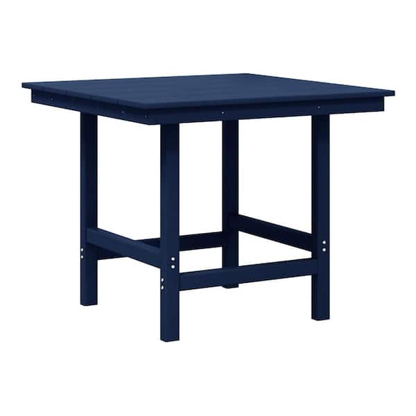 Shoreside Outdoor All Weather Plastic 36 in. Square Patio Dining Table in Navy Blue