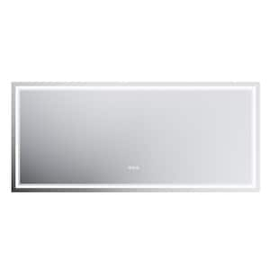 72 in. W x 32 in. H Rectangular Frameless Front Backlit Dimmable LED Light Wall Bathroom Vanity Mirror with Anti-Fog