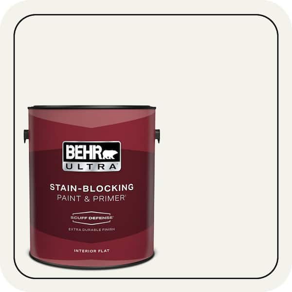 BEHR ULTRA 1 gal. #W-F-600 Snow Fall Extra Durable Flat Interior Paint & Primer