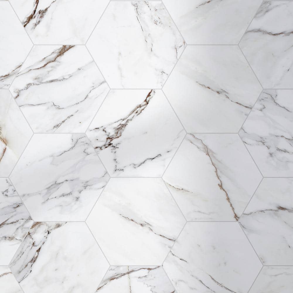 Elegance Gold Hexagon 8.9 in. x 7.7 in.Matte Porcelain Tile Sample price history on PriceWatchPro