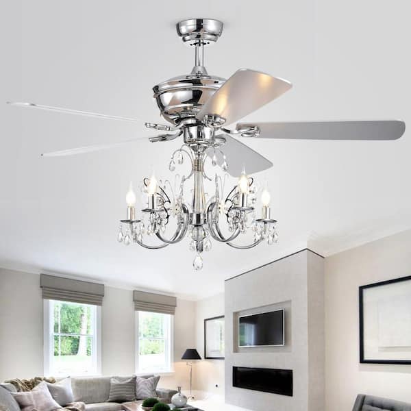 Silver Orchid Finlayson 52 in. Indoor Chrome Remote Controlled Ceiling Fan  with Light Kit