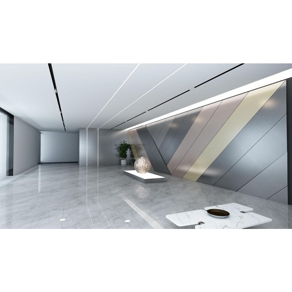 WALLS 0.35 in. x 3.42 ft. x 10 ft. Yellow Gold Metallic Finished PVC Square Edge Decorative Wall Paneling