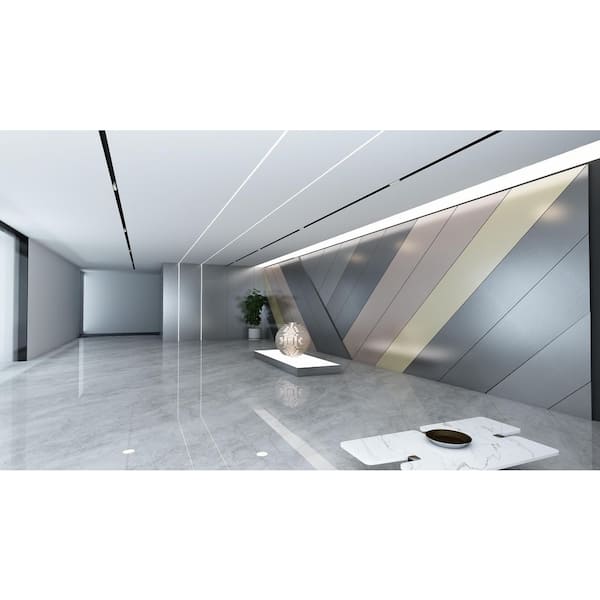 WALLS 0.35 in. x 3.42 ft. x 10 ft. Yellow Gold Metallic Finished PVC Square Edge Decorative Wall Paneling