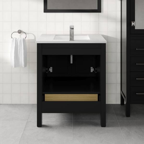 Eviva London 48 in. W x 18 in. D x 34 in. H Bathroom Vanity in Espresso with White Carrara Quartz Top with White Sink