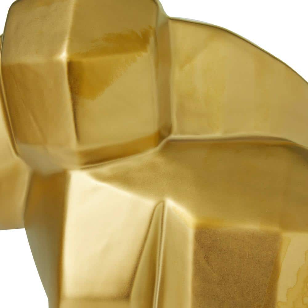 Gleaming Gold Porcelain Elephant Trio Statues