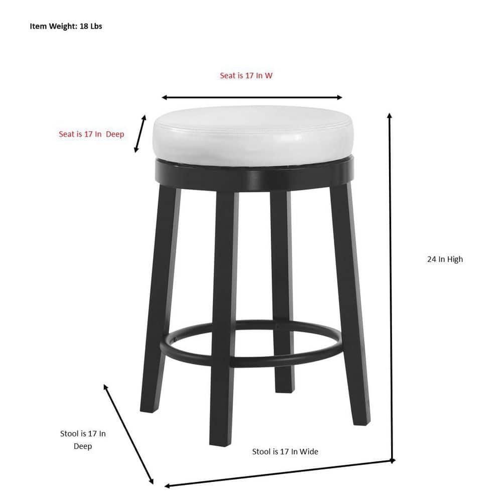 Era 24" Cream and Espresso Swivel Leatherette Counter Stool, Set of 2
