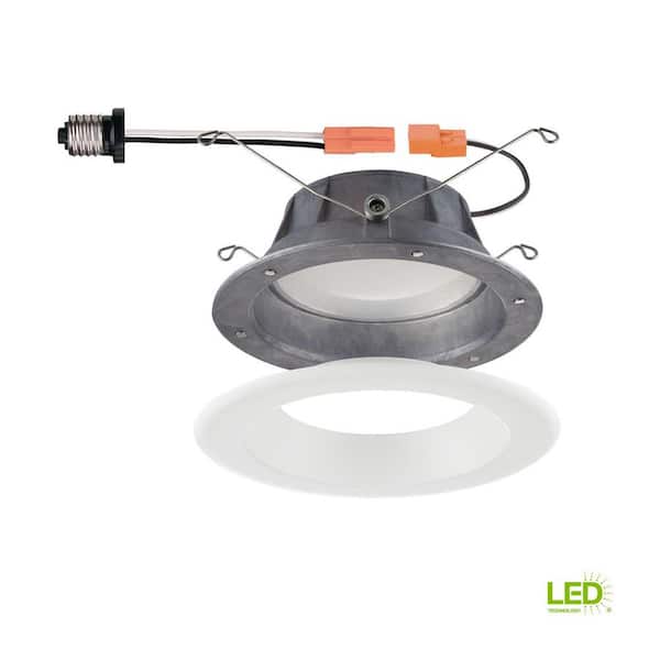 Commercial Electric High Ceiling 6 In White Integrated Led Recessed Can Light With Changeable Trim Ring Cer6041bwh30 The Home Depot