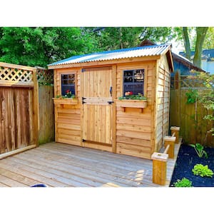 Cabana 9 ft. W x 6 ft. D Cedar Wood Garden Shed with Metal Roof (54 sq. ft.)