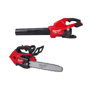 M18 FUEL Dual Battery 145 MPH 600 CFM 18V Lithium-Ion Brushless Cordless Blower w/14 in. Top Handle Chainsaw (2-Tool)