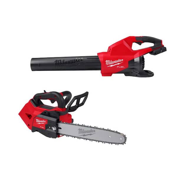 Milwaukee M18 FUEL Dual Battery 145 MPH 600 CFM 18V Lithium-Ion Brushless Cordless Blower w/14 in. Top Handle Chainsaw (2-Tool)