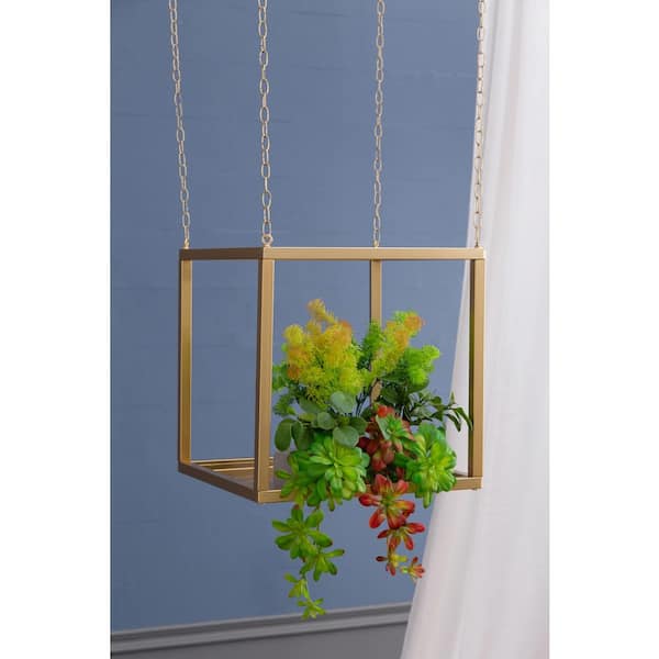 Gold 15.5 in. Accent Cabinet with Open Shelves