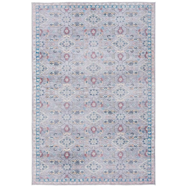Serapi Gray/Beige 8 ft. x 10 ft. Machine Washable Floral Geometric Area Rug