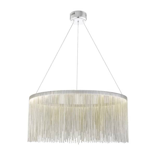 SILJOY Modern Round Aluminum Tassel Linear Chandelier LED Pendant Lighting For Living Room