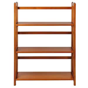 38 in. Honey Oak New Wood 3-Shelf Etagere Bookcase