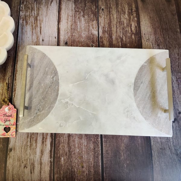 GAURI KOHLI Kireina 18 in. x 8 in. Marble Tray Platter GK5091 - The Home  Depot