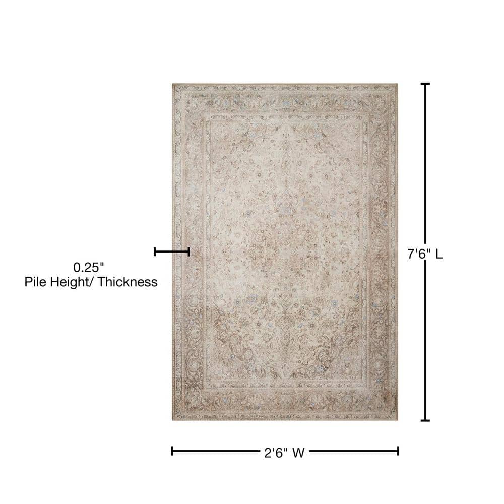Gray and Beige Polyester Oriental Runner Rug 2'-6" x 7'-6"