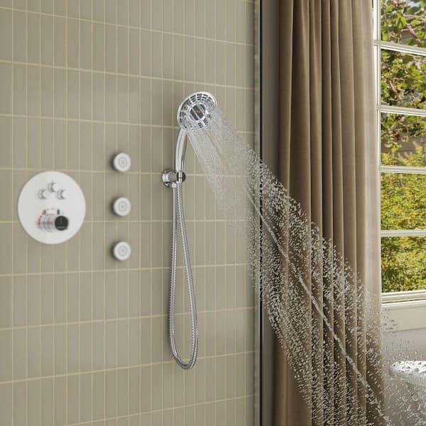 1-Spray Wall Mount Handheld Shower Head 2.5 GPM with Digital Display in Chrome