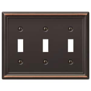 Ascher 3-Gang Aged Bronze Toggle Stamped Steel Wall Plate