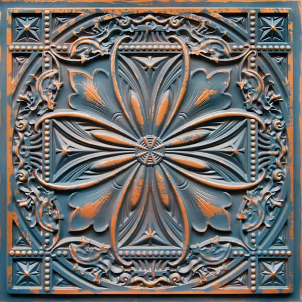 FROM PLAIN TO BEAUTIFUL IN HOURS Milan Graphite Gold 2 ft. x 2 ft. Decorative PVC Glue Up Ceiling Tile (40 sq. ft./case)