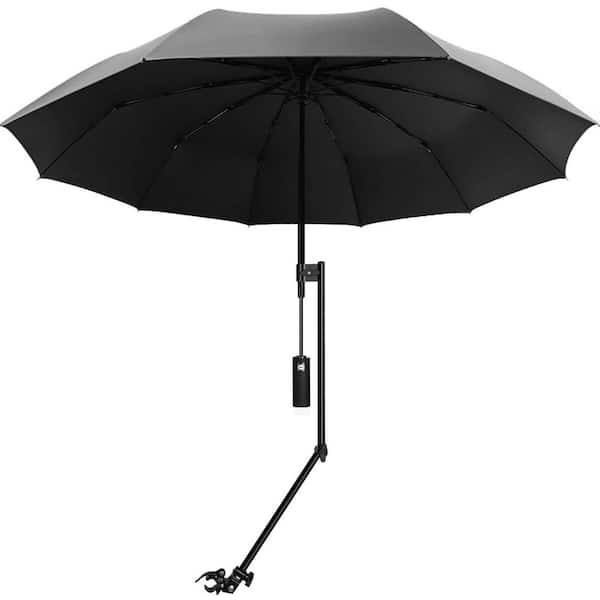 Angel Sar 2.5 ft. Beach Umbrella with Adjustable Universal Clamp for Stroller, Bleacher, Patio, Fishing, BBQ Parties, Black
