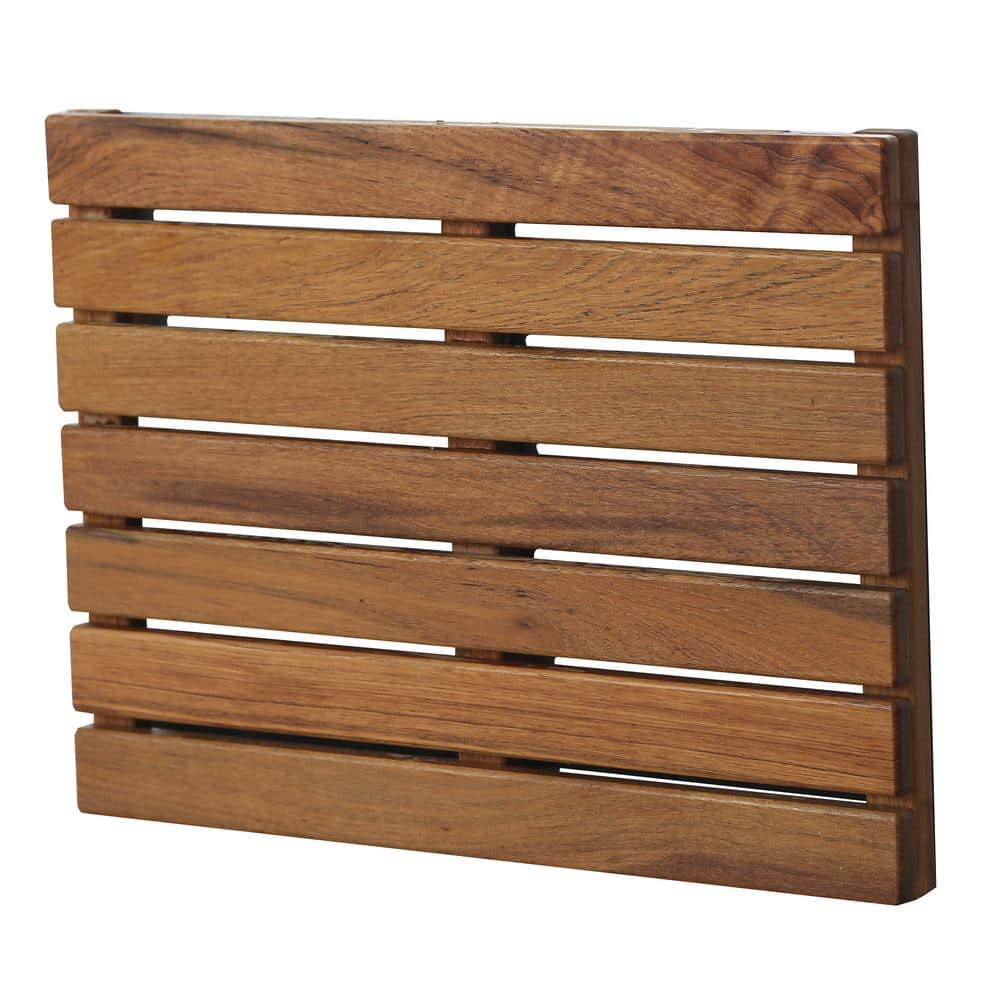 Teak and Stainless Steel Wall Mounted Folding Shower Seat