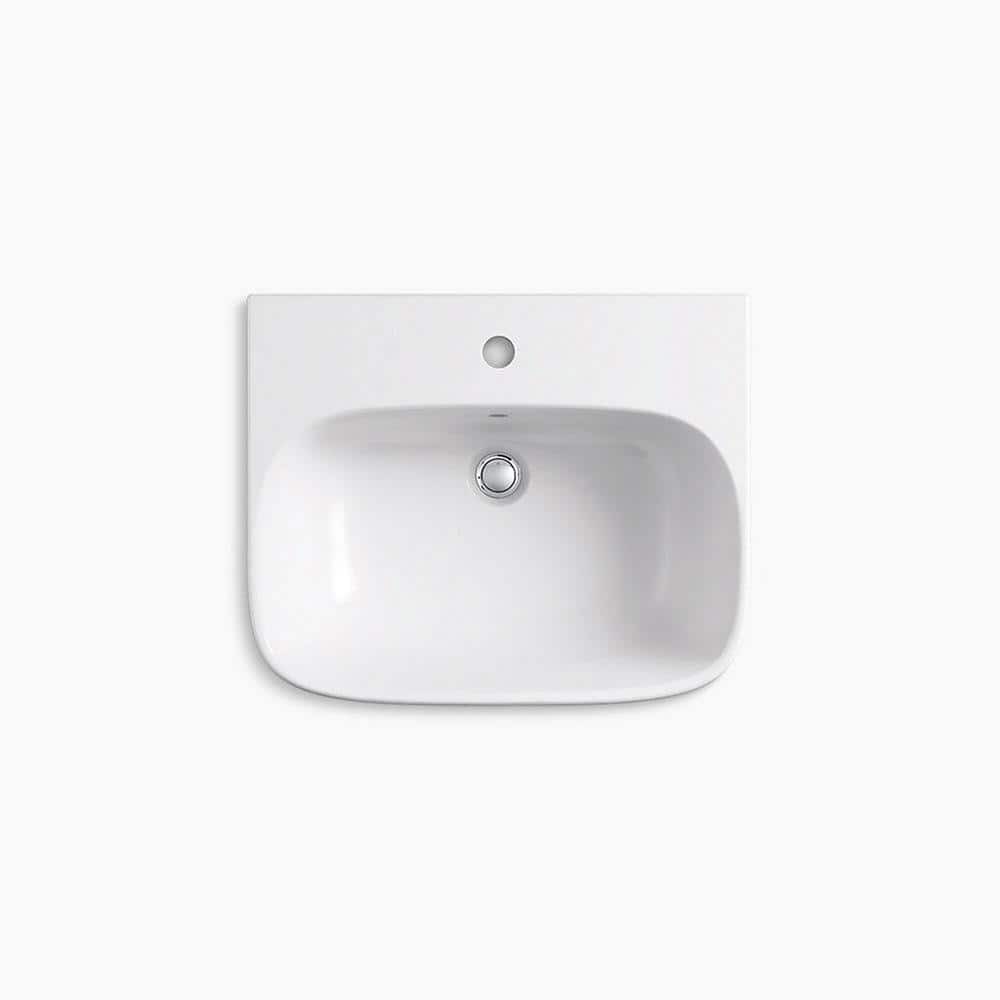 White Ceramic Modern Wall-Mount Bathroom Sink