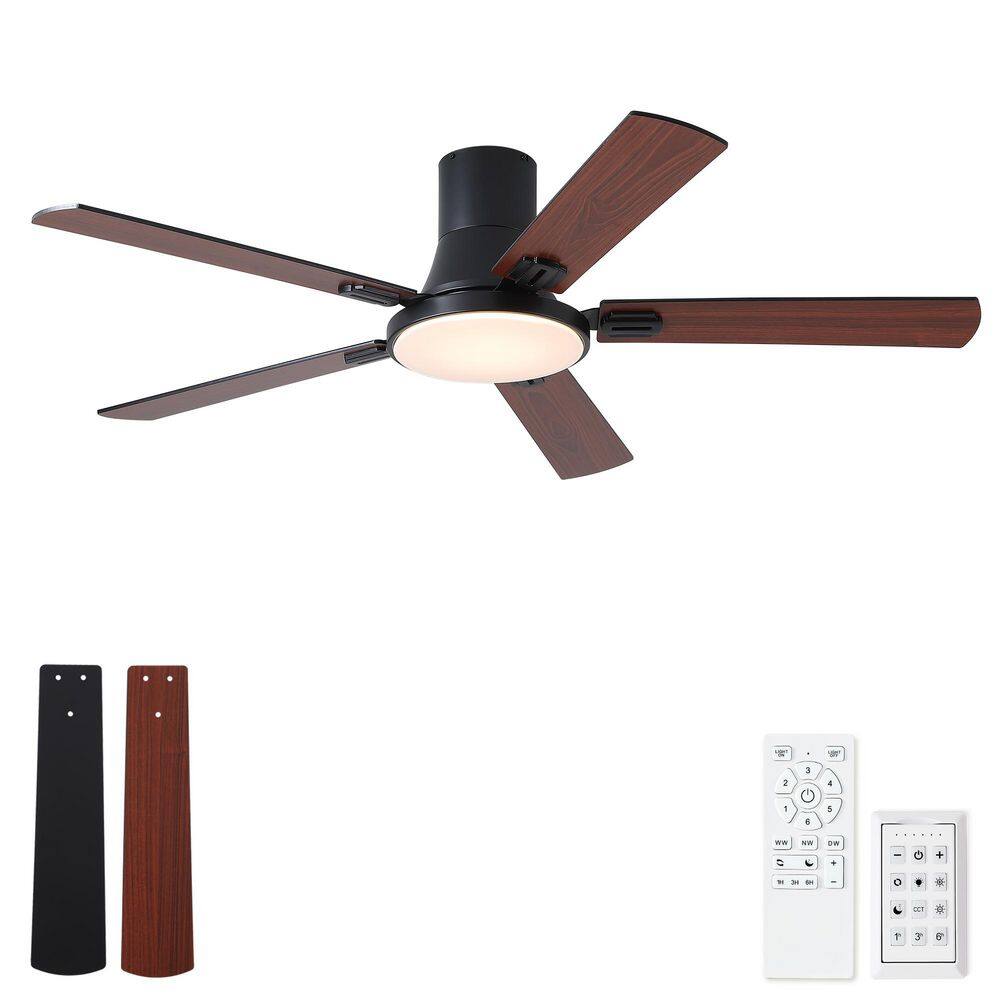 52 in. LED Indoor Black Ceiling Fan with 3 CCT, Remote Control, 6 Speed Adjustment, Reversible Blades, Timer Function price history on PriceWatchPro