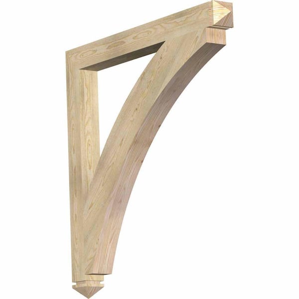 Ekena Millwork 4 in. x 44 in. x 44 in. Douglas Fir Thorton Arts and Crafts Rough Sawn Bracket