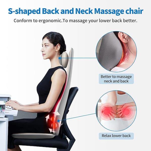 Back Massager Chair Pad with Adjustable Neck Pillow and 3 Speeds - Costway