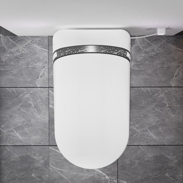 Starry Night Light Elongated Bidet Toilet 1.28 GPF in White with Auto Open/Close, Heated Seat, Warm Air Dryer