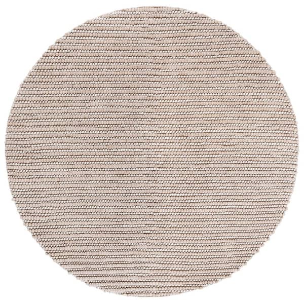Natura 6 ft. x 6 ft. Taupe/Ivory Striped Solid Marle Round Area Rug