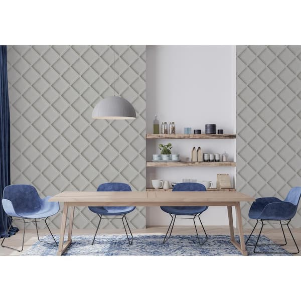 ARTISTICK White Wood Trellis Non-Woven Peel and Stick Wallpaper