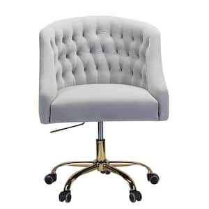 Lydia 24.5 in. Mid-Century Modern Gray Velvet Tufted Hand-Curated Task Chair