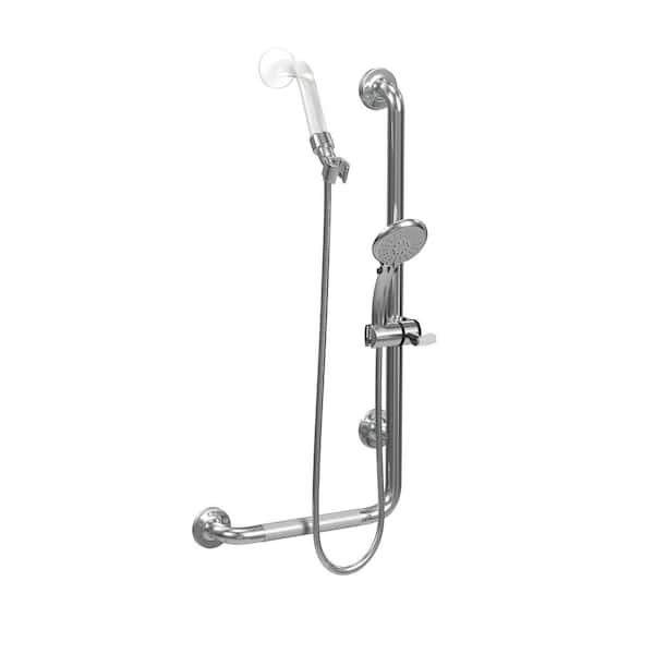 PULSE Showerspas ErgoSlideBar Right 5-Spray Wall Bar Shower Kit In Polished Stainless Steel