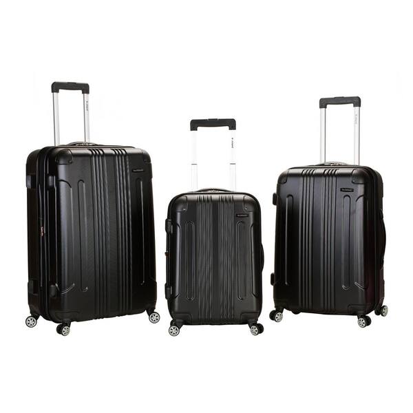 Rockland London 3-Piece Hardside Spinner Luggage Set, Black